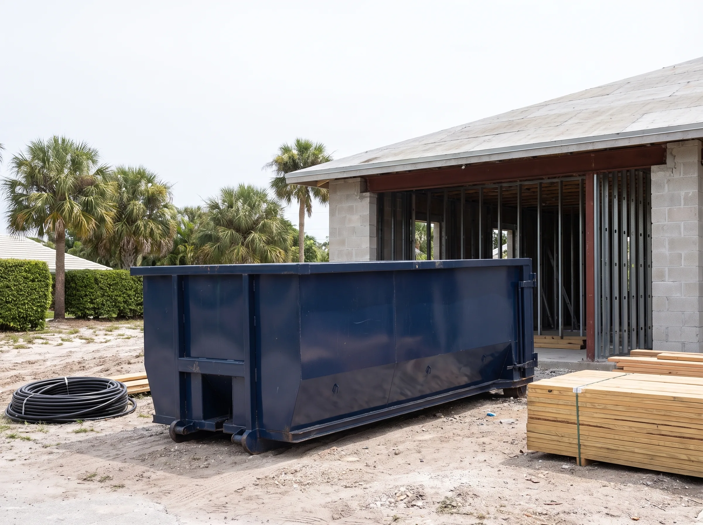 Roll-off dumpster being loaded in Kissimmee, FL